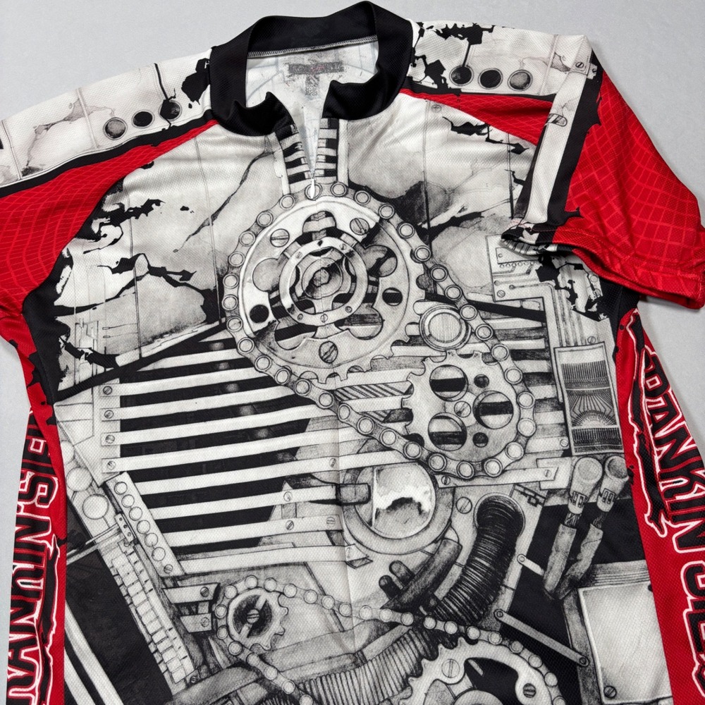 Primal Wear Cycling Jersey Mens XXL‎ Red Black Mechanical Skeleton Gear Graphic